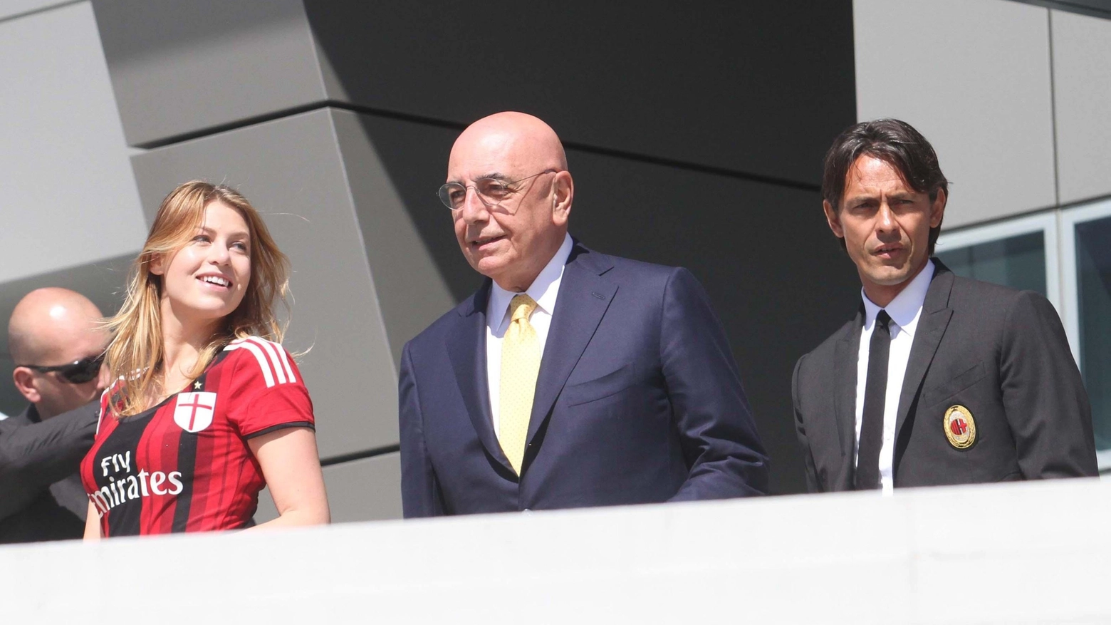 Barbara Berlusconi con Adriano Galliani (C) e Filippo Inzaghi (Ansa)
