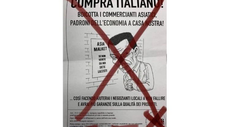 Brugherio, volantini neonazisti contro i commercianti cinesi (Facebook)