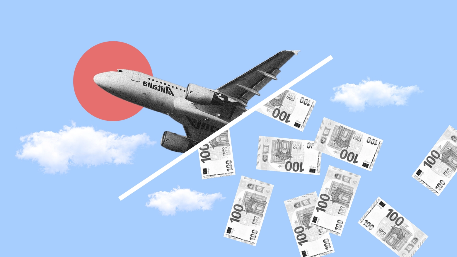 Aumentano i prezzi dei voli verso la Sicilia (Illustrazione di Arnaldo Liguori