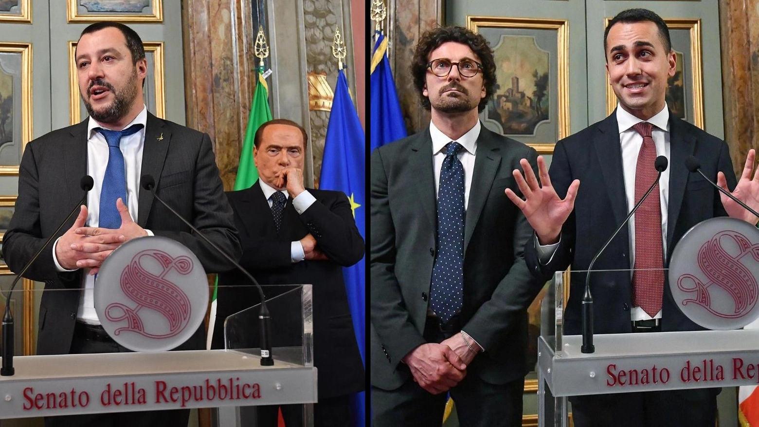 Governo, Salvini e Di Maio dopo l'incontro con la Casellati (Ansa)