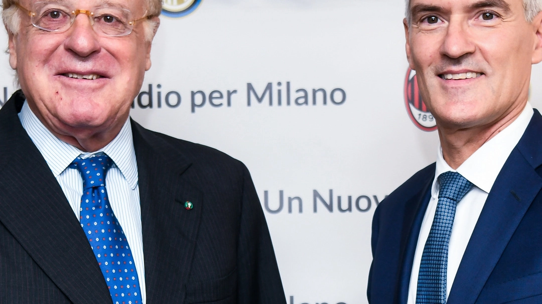 Il presidente del Milan Paolo Scaroni e l’ad dell’Inter Alessandro Antonello