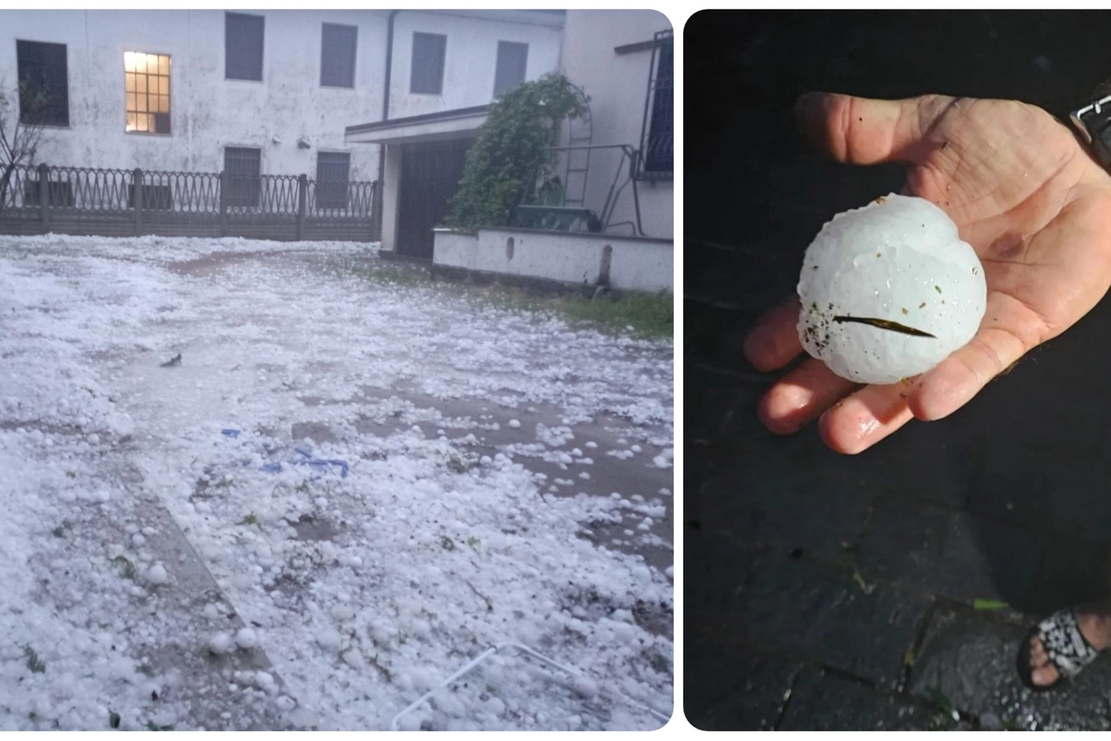 Hailstorm in Turate, in the province of Como
