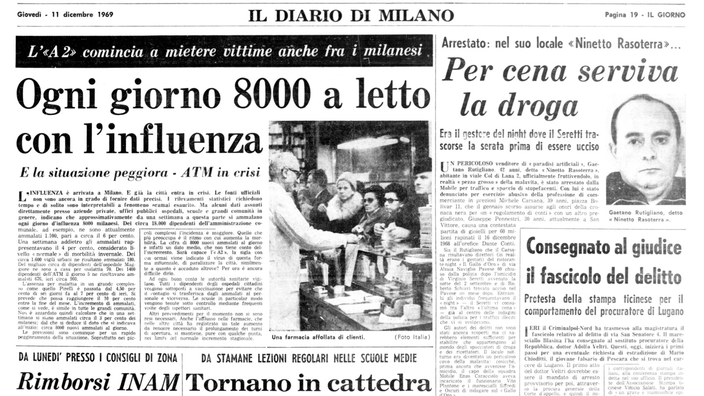 La crisi sanitaria a Milano sul Giorno dell'11 dicembre 1969
