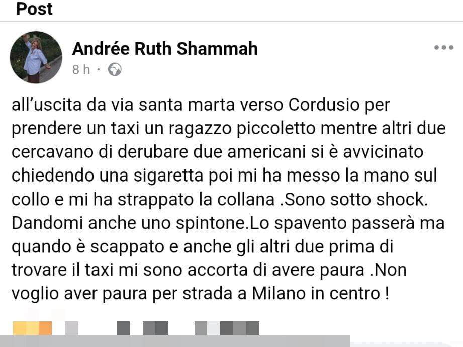 Il post Facebook di Andrée Ruth Shammah