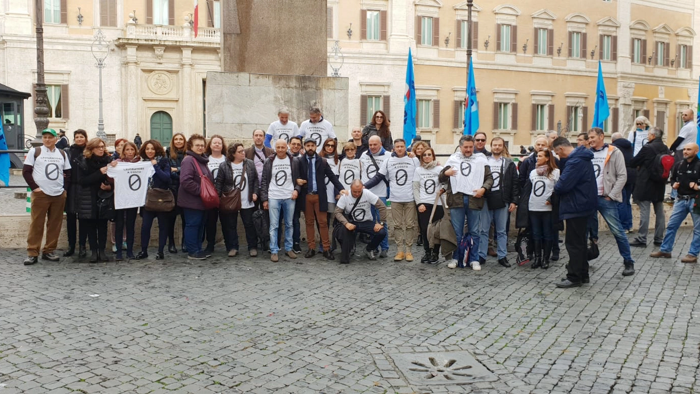 La protesta dei lavoratori a Roma