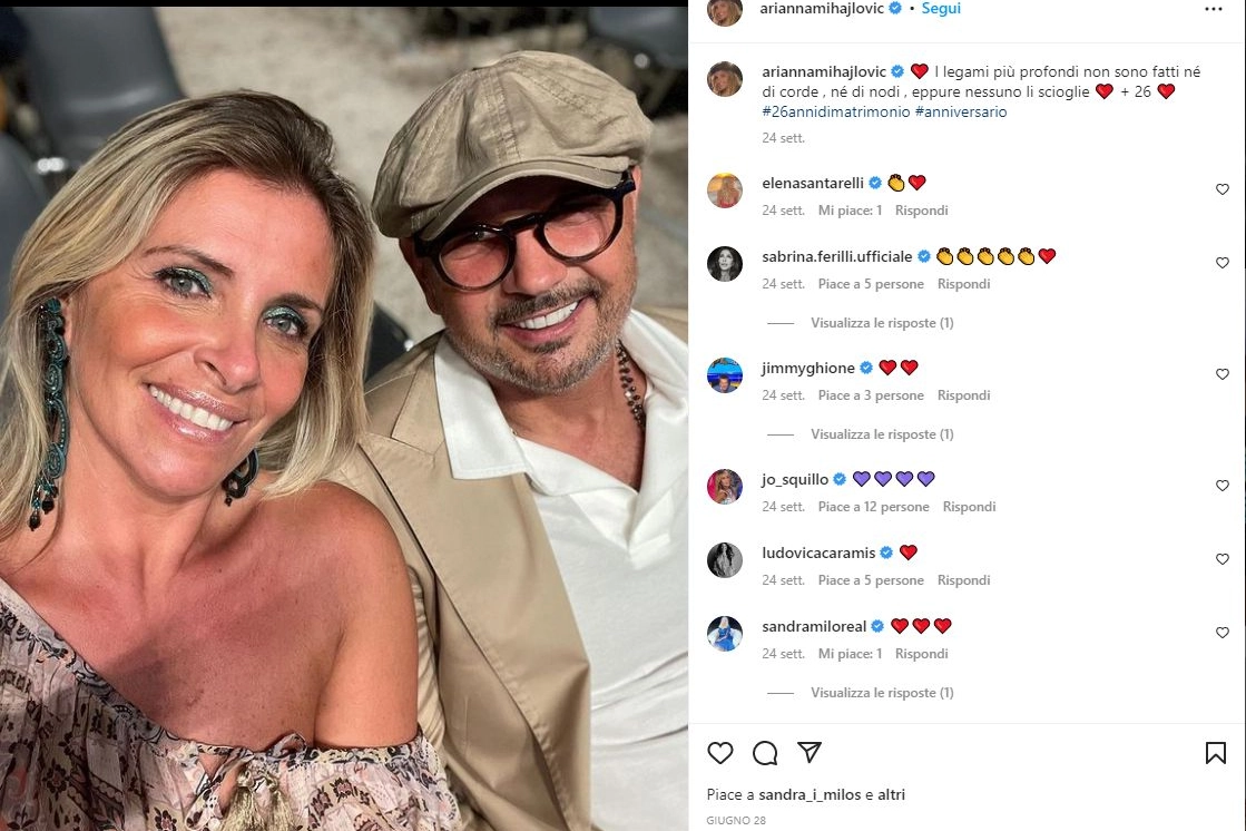 Arianna Rapaccioni e Sinisa Mihajlovic (Foto Instagram)