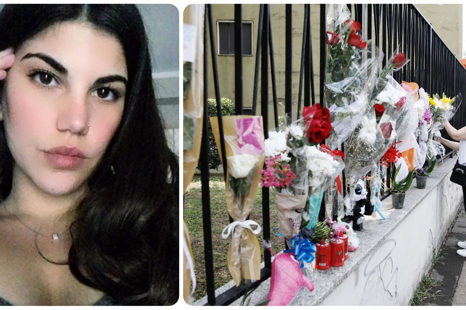 Sofia Castelli e i fiori lasciati fuori dal condominio dove viveva a Cologno