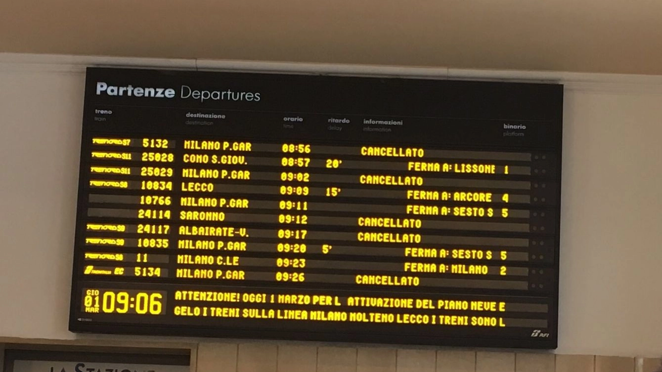 Treni cancellati per neve e gelo (Foto Twitter)