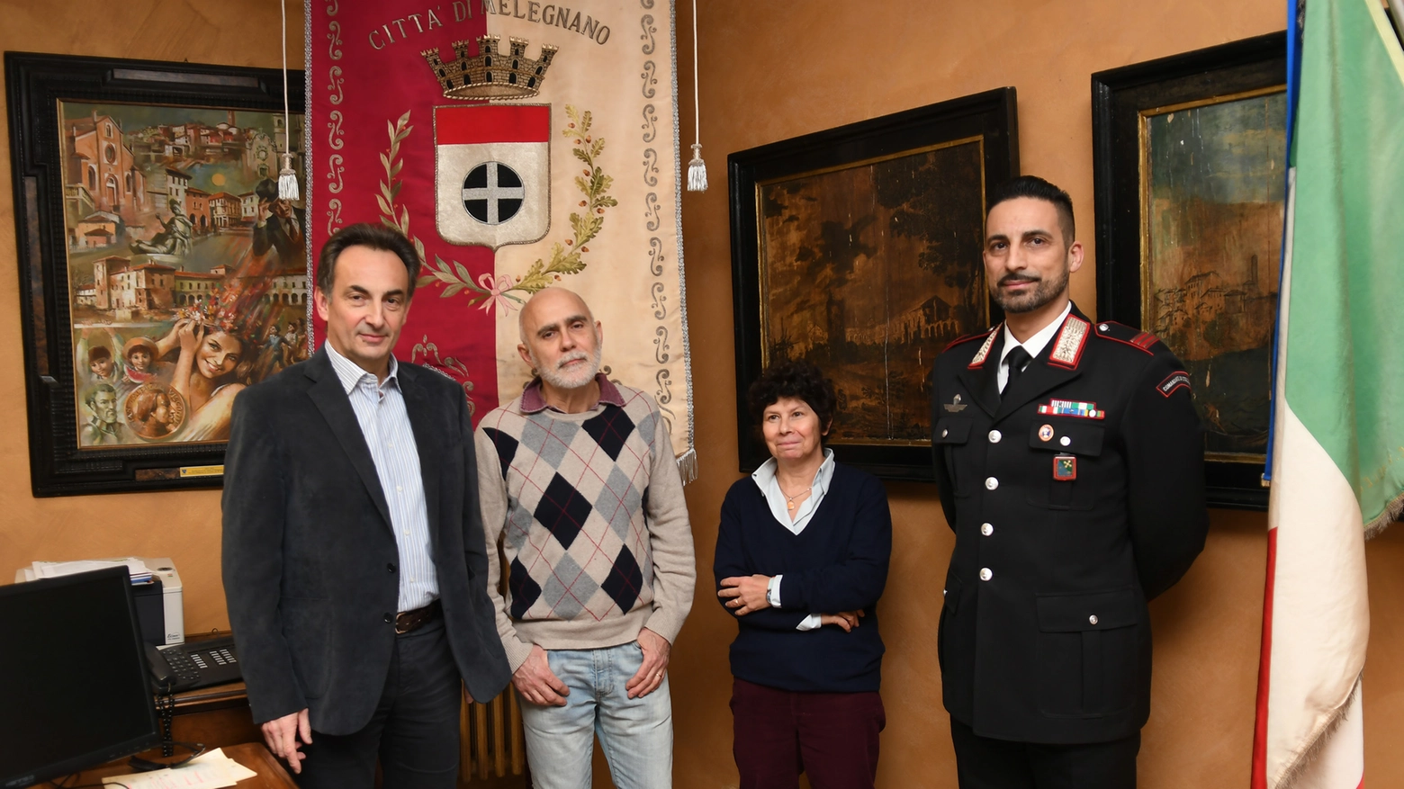 Il sindaco Bertoli con Angela Bedoni, Paolo Pozzi e Domenico Faugiana