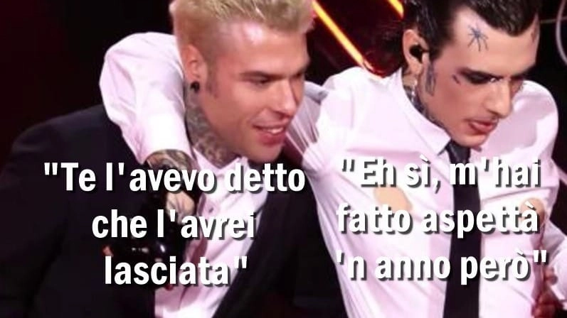 Fedez e Rosa Chemical sul palco di Sanremo
