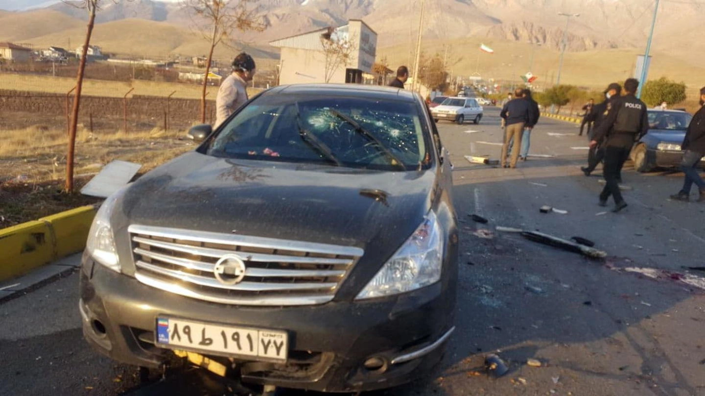 La scena dell'attacco in cui è rimasto ucciso Mohsen Fakhrizadeh