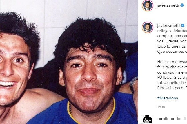 Zanetti a Maradona (Instagram)