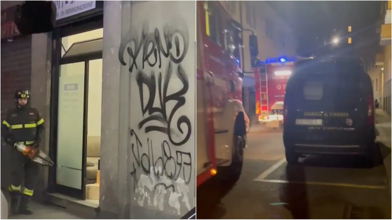 Le operazioni di Vigili del Fuoco e Gdf in via Morazzone Le operazioni di Vigili del Fuoco e Gdf in via Morazzone