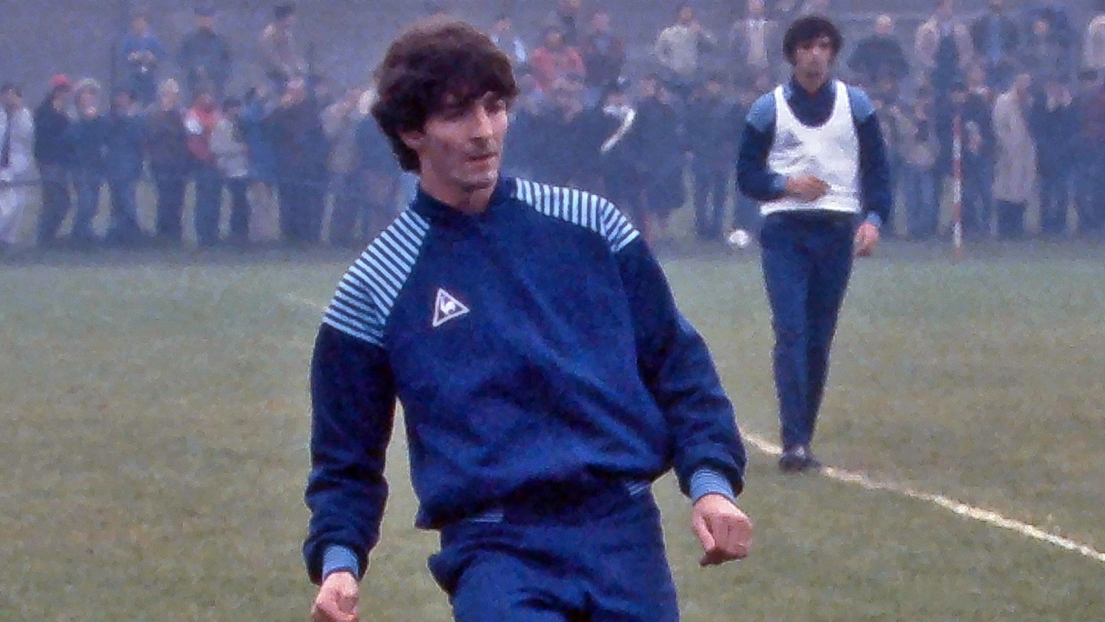Paolo Rossi durante l’allenamento nel campo comunale di Segrate