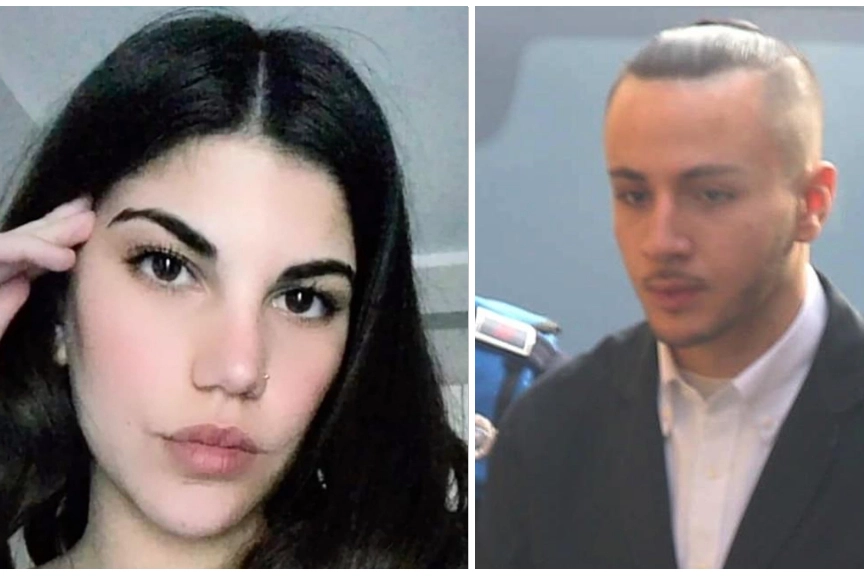 Sofia Castelli; a destra, il suo assassino, Zakaria Atqaoui