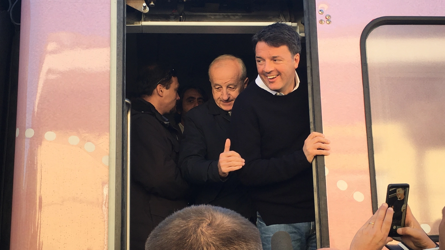 Matteo Renzi insieme al sindaco di Sondrio, Alcide Molteni 