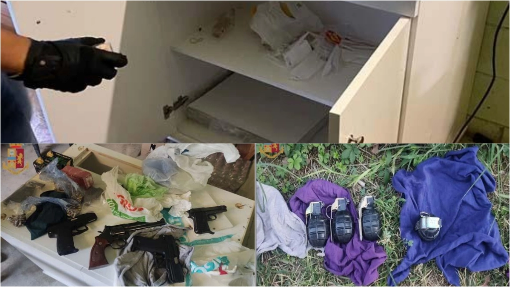 L'armadietto nel centro sportivo del Lodigiano e le armi trovate