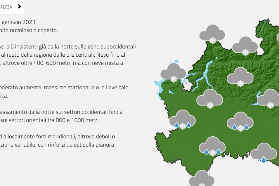 La mappa dell'1 gennaio 2020 (Arpa)