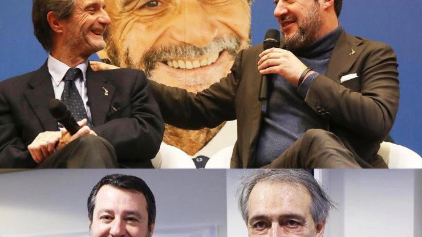 I leader del Carroccio Matteo Salvini con il presidente lombardo Attilio Fontana