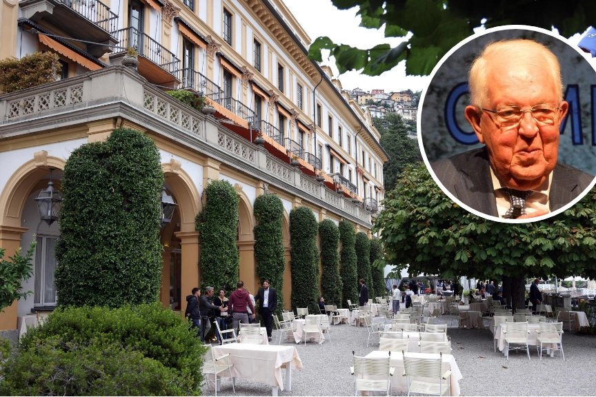 Villa d'Este; nel tondo, Alfredo Ambrosetti, fondatore del Forum