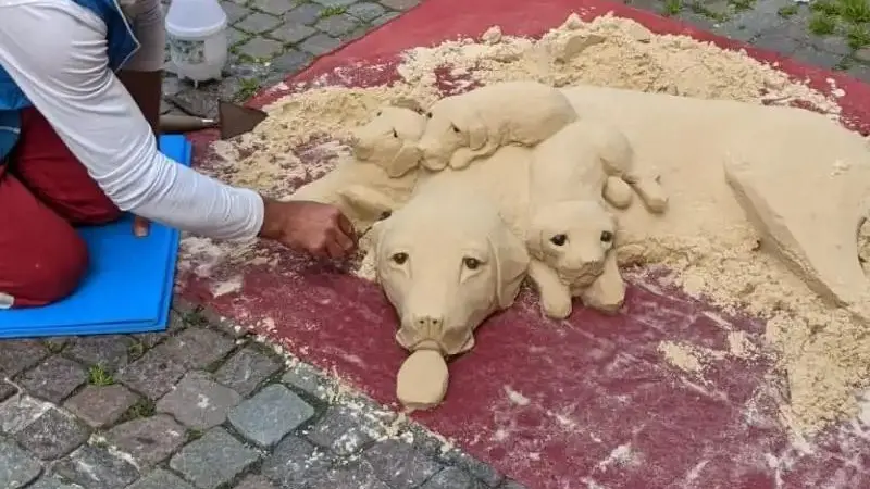 Cacciato l’artista delle sculture di sabbia Cacciato l’artista delle sculture di sabbia