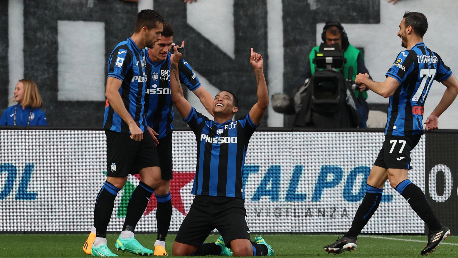 Atalanta-Spezia: Muriel esulta dopo il gol del 3-1