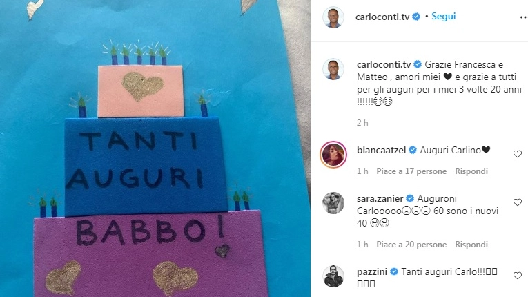 Il post di Carlo Conti (Instagram)