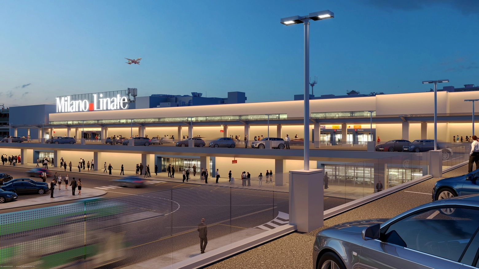 La facciata dell'aeroporto come si presenterà ad aprile 2018
