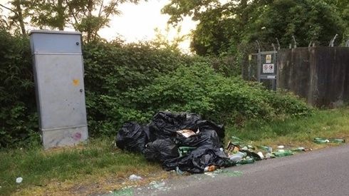 La foto postata dal sindaco di Seriate con i rifiuti abbandonati (Facebook)