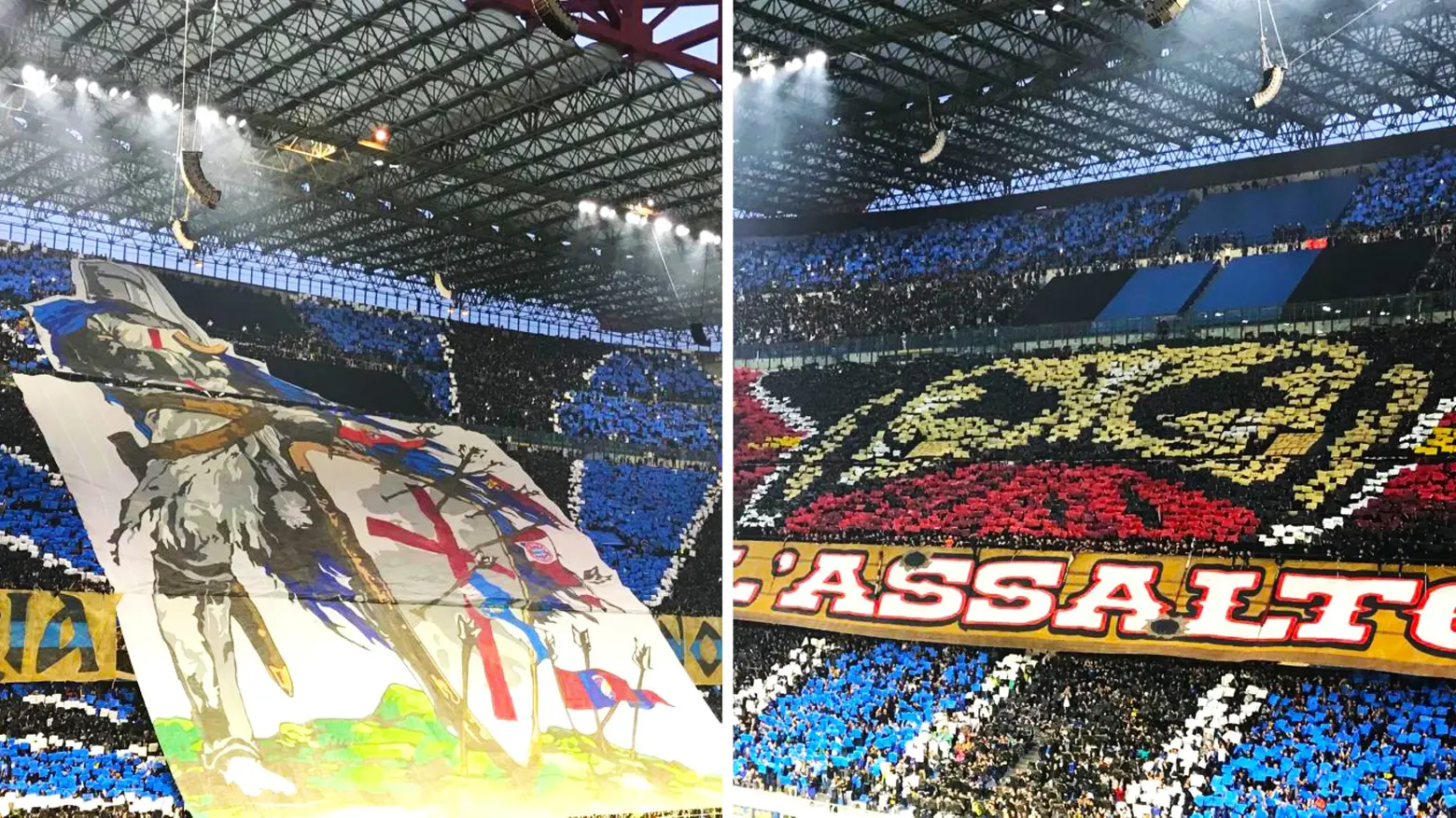 Sfida a colpi di coreografia tra le curve di Inter e Milan