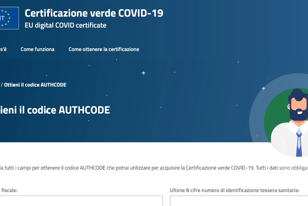 La schermata per il codice Authcode