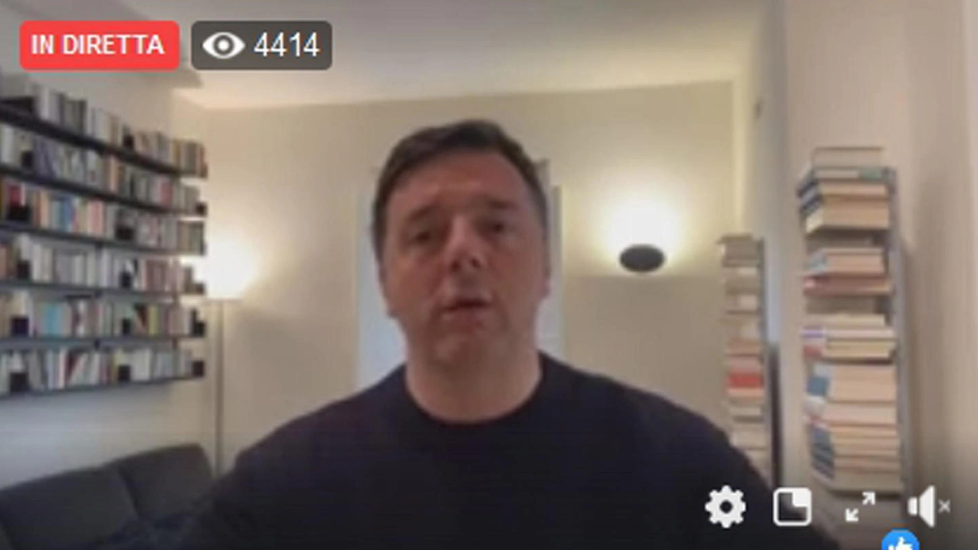 Matteo Renzi, leader di Iv, durante la diretta Facebook