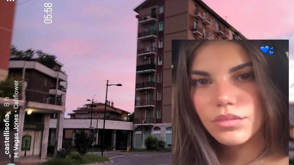L'ultima alba postata sui social da Sofia Castelli (nel riquadro)