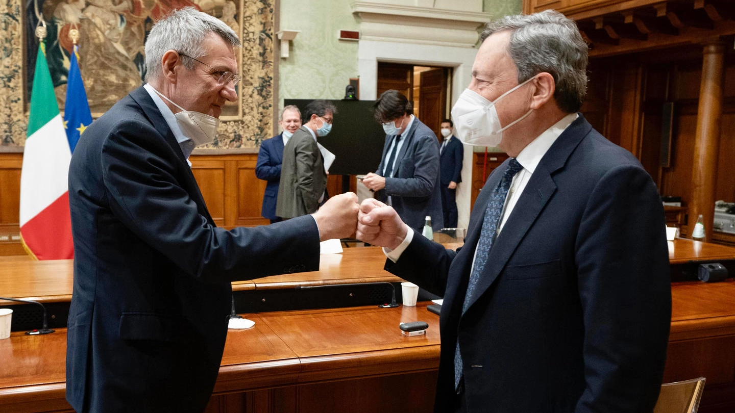 Maurizio Landini e Mario Draghi