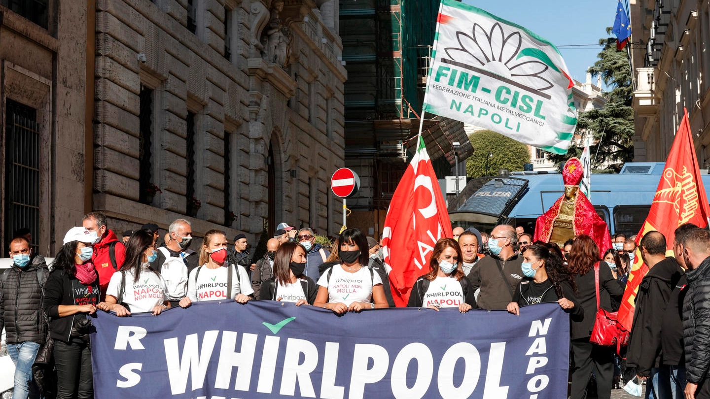 Manifestazione a Roma dei lavoratori Whirlpool