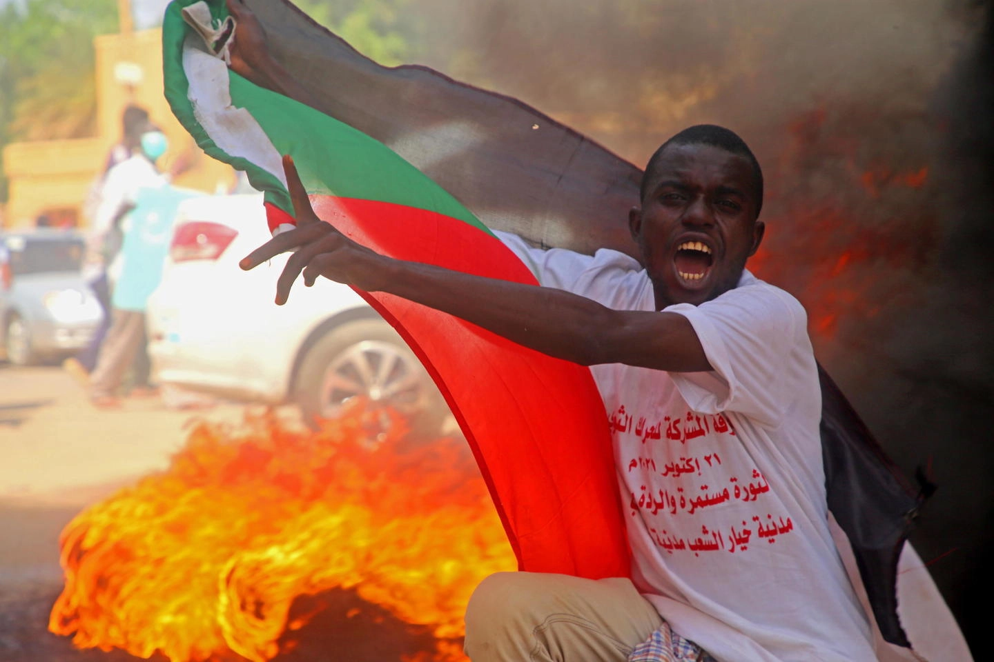 Una recente protesta di piazza a Khartoum