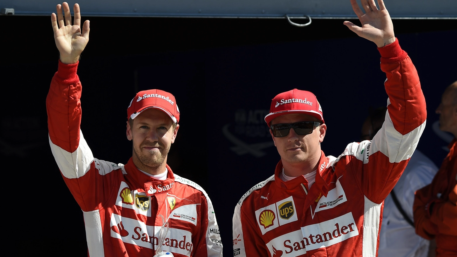 I piloti Ferrari Sebastian Vettel e Kimi Raikkonen