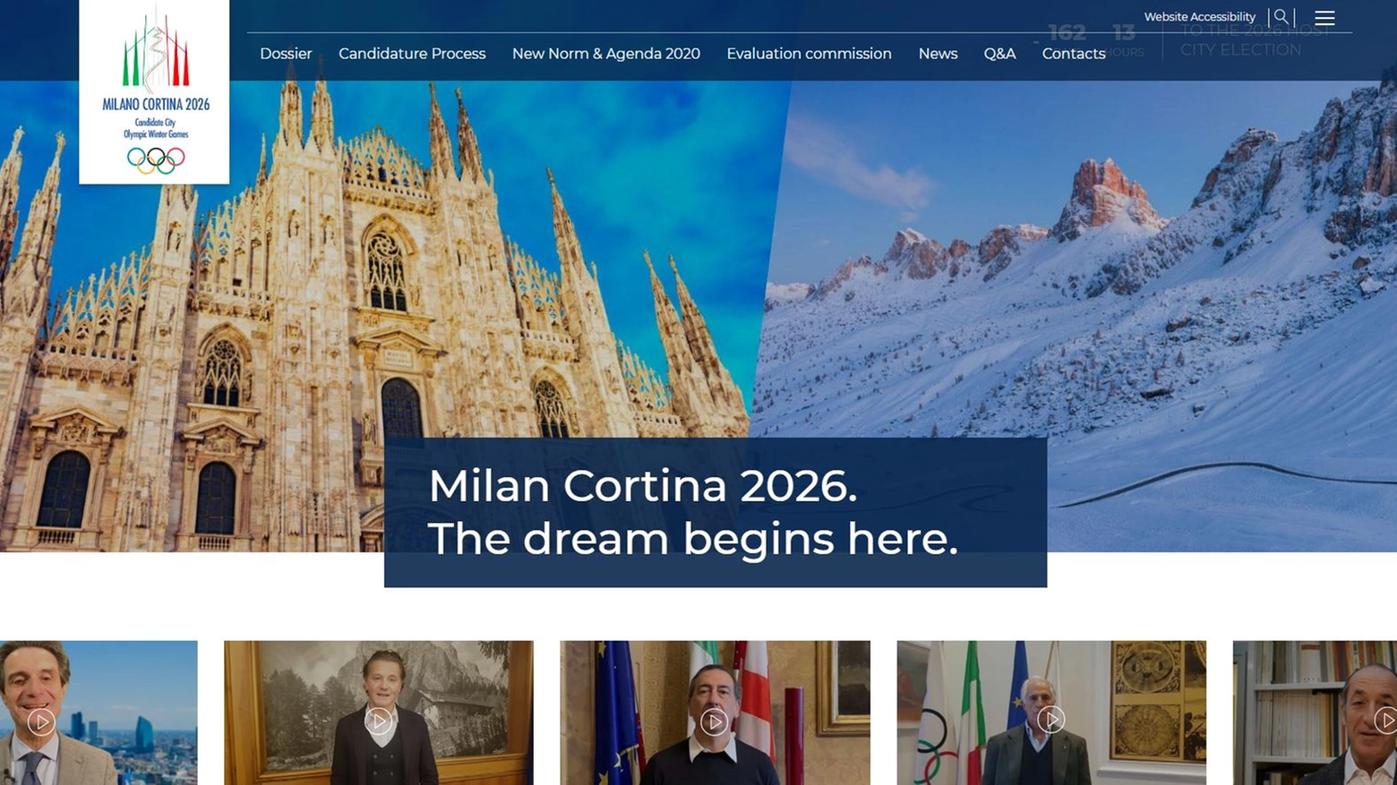Il sito ufficiale di Milano-Cortina 2026