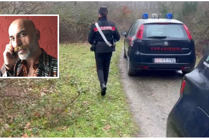Il cadavere di Marco Trampetti (nel riquadro) è stato trovato nel parco dei fontanili
