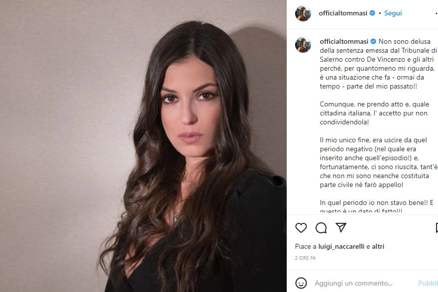 Il post Instagram di Sara Tommasi