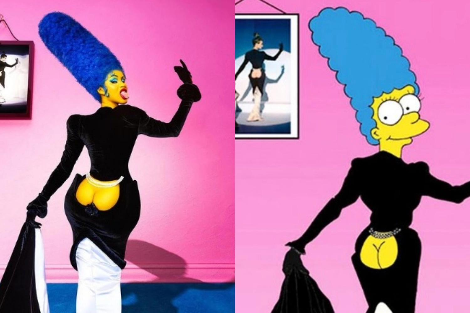 Cardi B insieme all'opera su Marge Simpson 