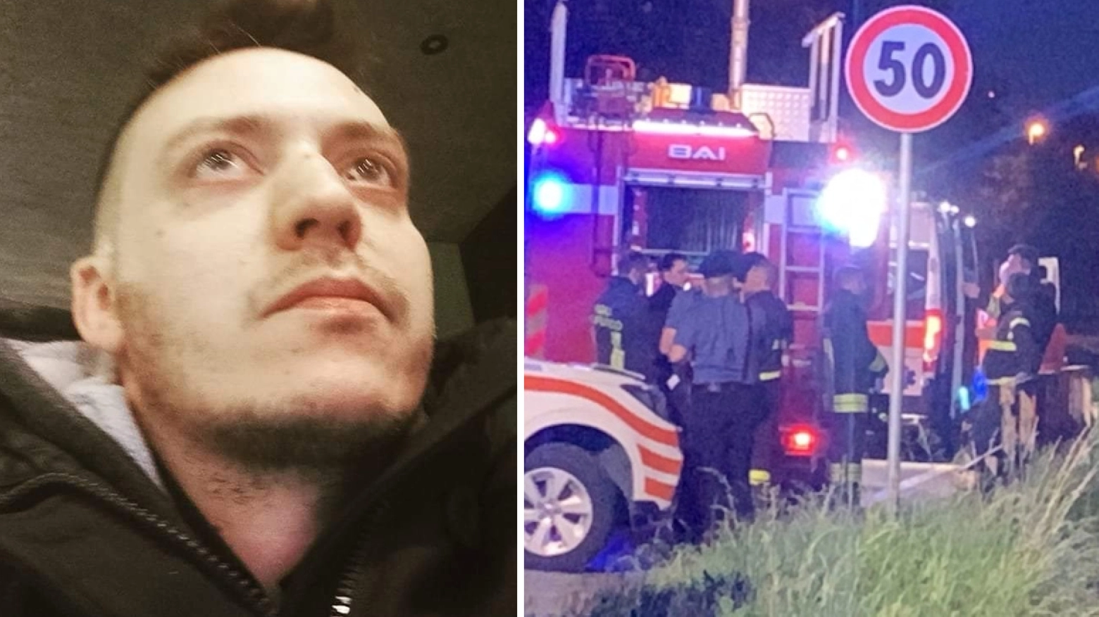 Andrea Mastropaolo e il luogo dell'incidente Andrea Mastropaolo e il luogo dell'incidente