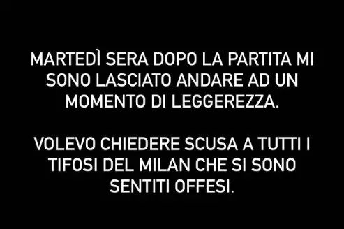 Le scuse di Dimarco pubblicate su Instagram