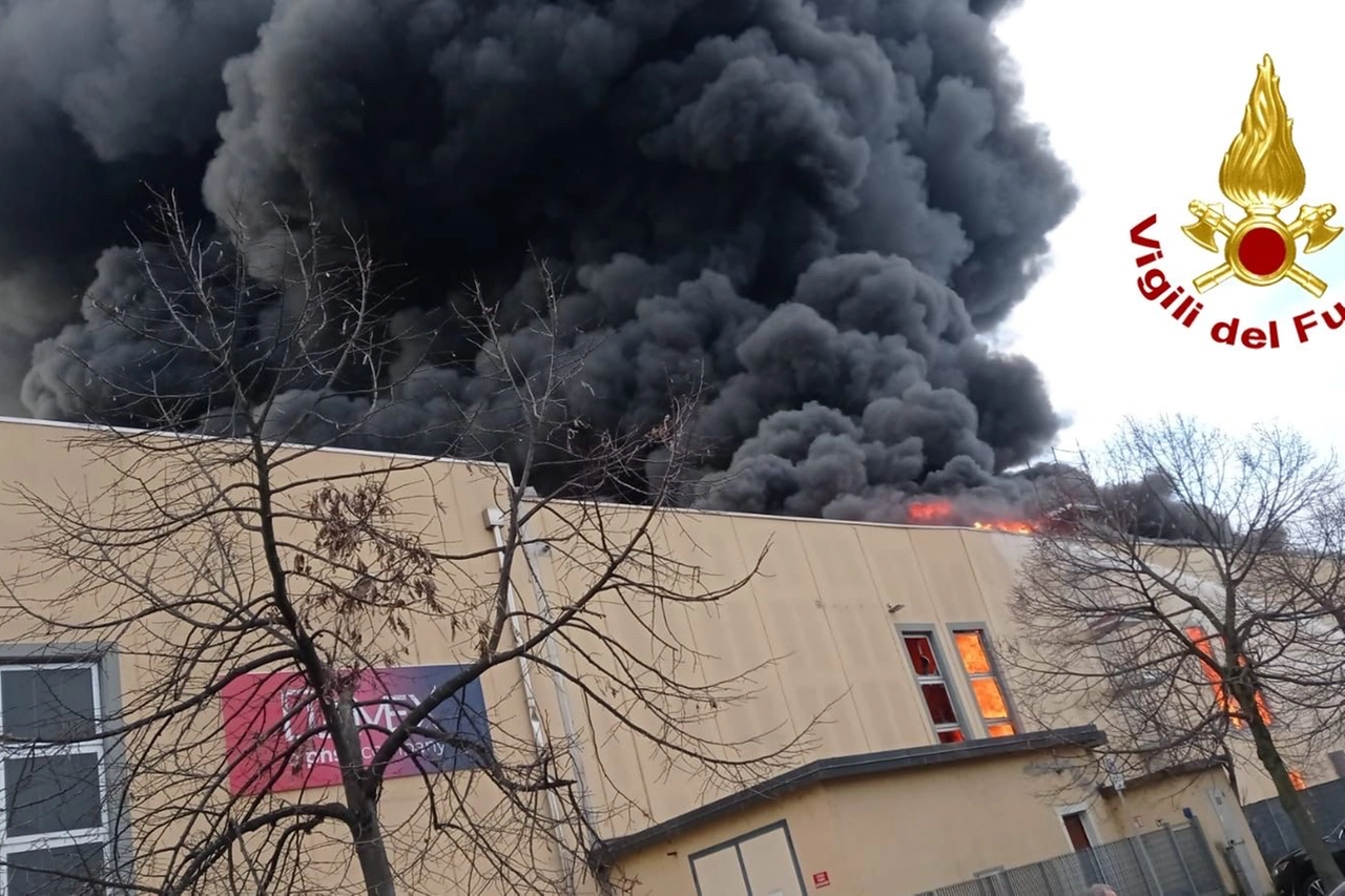 Incendio a Truccazzano (foto Vigili del Fuoco)