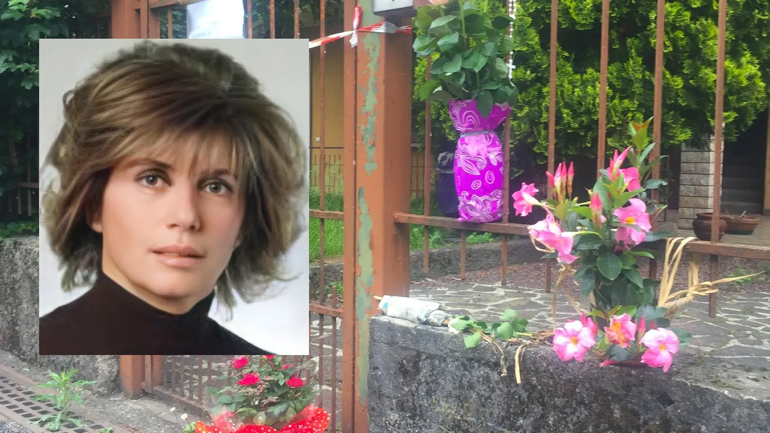 Stefania Rota e l'ingresso della sua casa di Mapello dove sono stati deposti dei fiori in sua memoria Stefania Rota e l'ingresso della sua casa di Mapello dove sono stati deposti dei fiori in sua memoria
