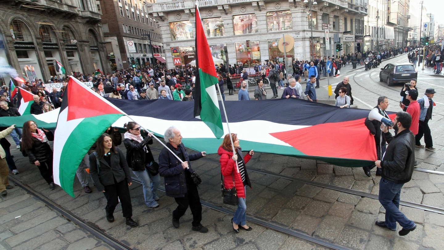 Corteo pro Palestina a Milano (Newpress)