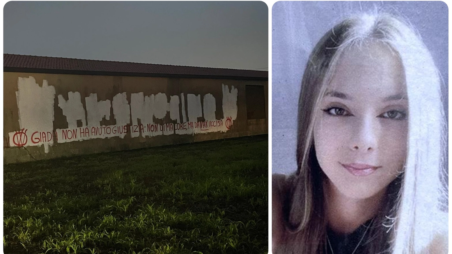La scritta al cimitero di Busnago (Foto facebook) e Giada Pollaro