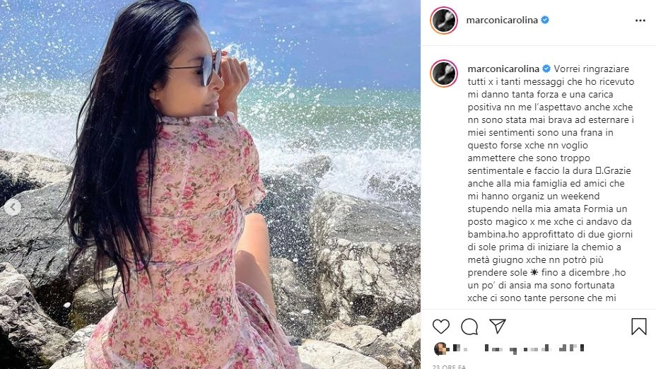 Il post Instagram di Carolina Marconi