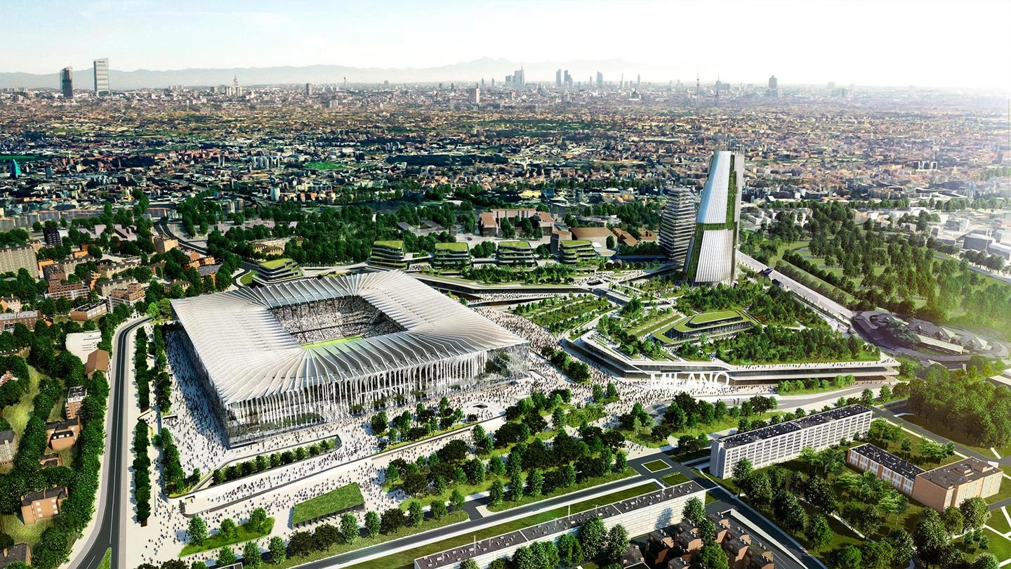 Un rendering sul progetto del nuovo stadio di Milano