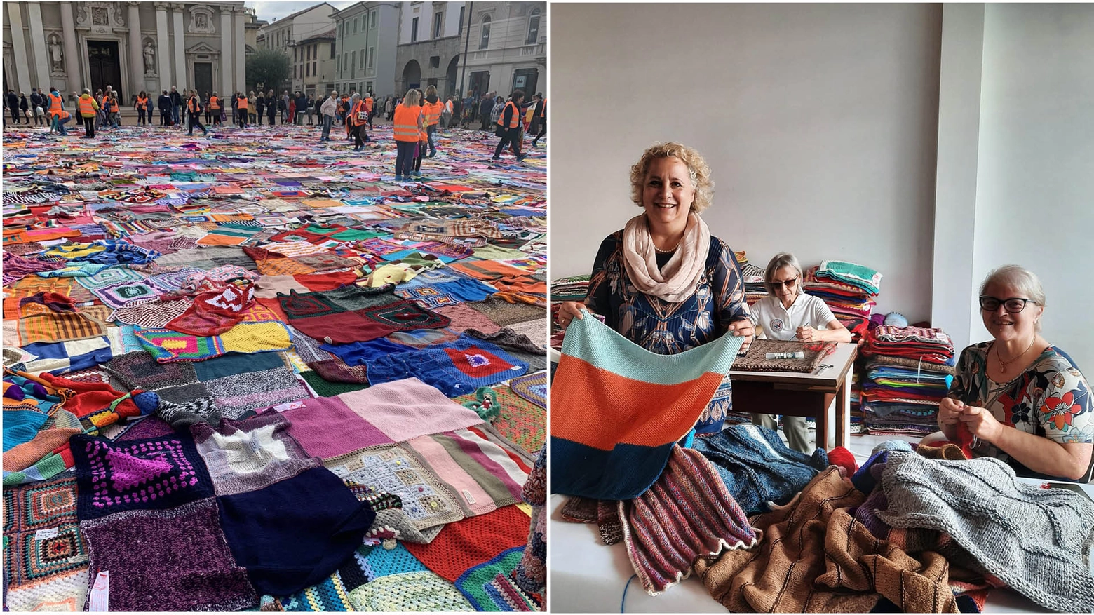 piazza San Giovanni riempita di 2000 coperte coloratissime
